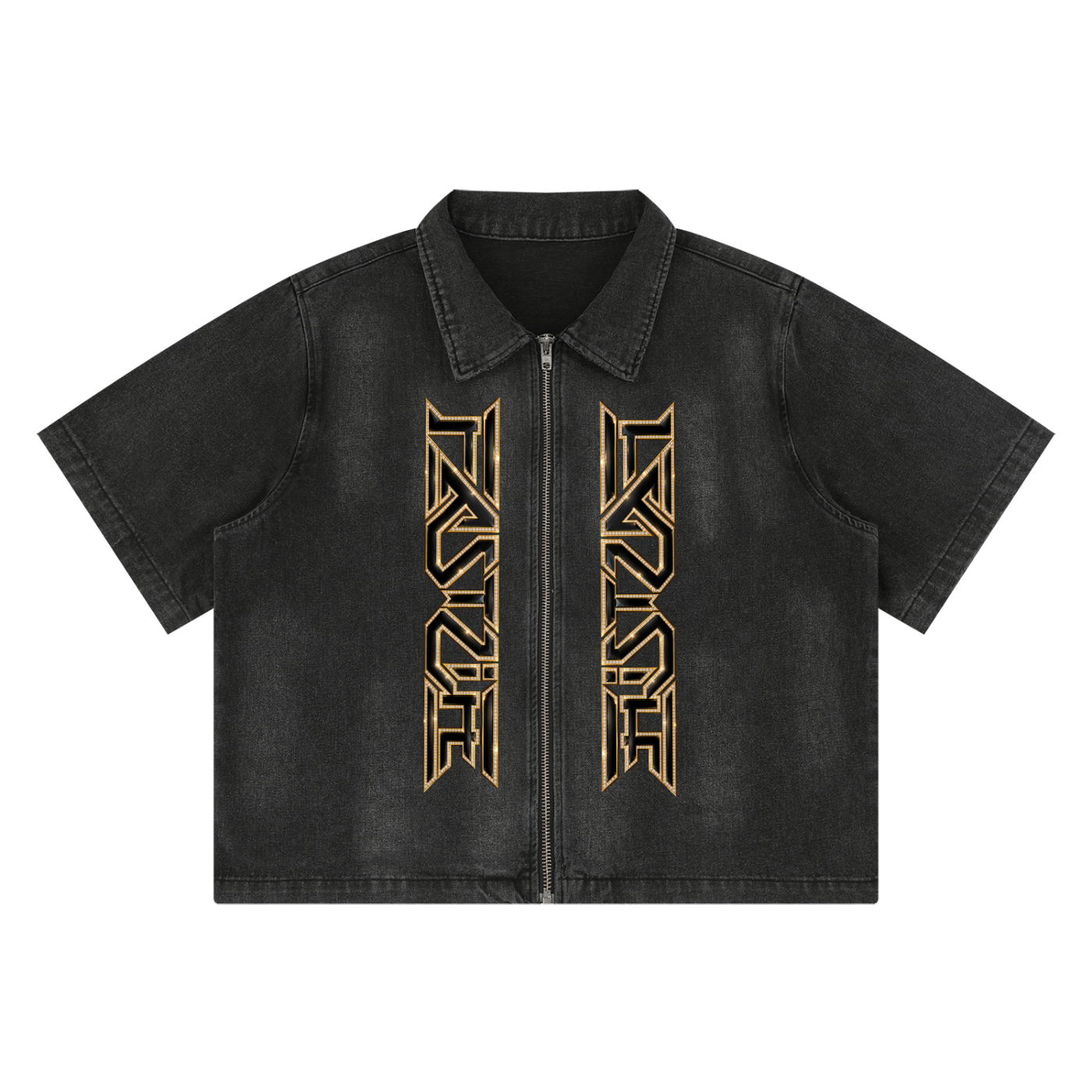 FASTLIFE  HOF Vintage Washed Full-Zip Denim Shirt