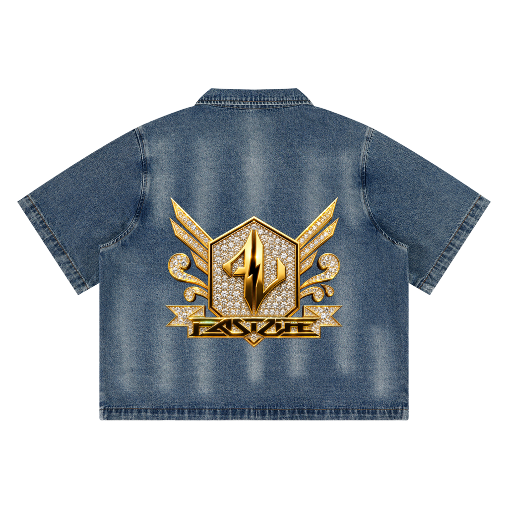 FASTLIFE  HOF Vintage Washed Full-Zip Denim Shirt