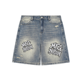 MFG or Nothin Faded Distressed Baggy Denim Shorts