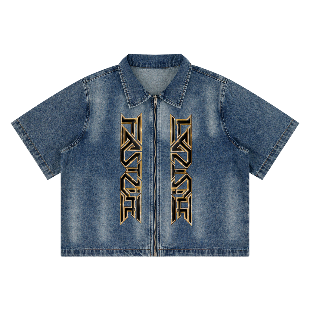FASTLIFE  HOF Vintage Washed Full-Zip Denim Shirt