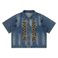 FASTLIFE  HOF Vintage Washed Full-Zip Denim Shirt